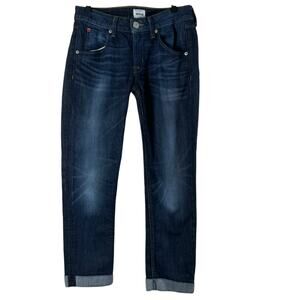 Hudson Collin Bacara Crop Straight Cuffed Jean MCN Dark Wash Mid Rise Stretch 27
